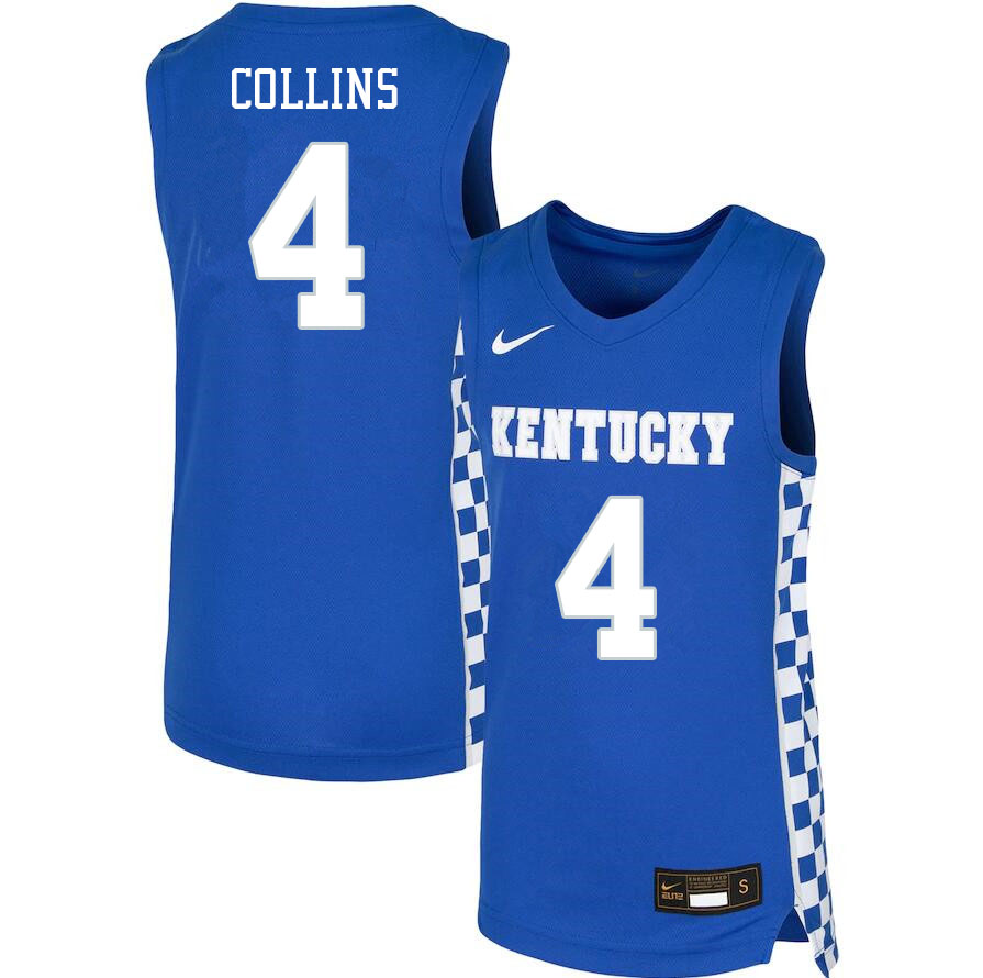 Men #4 Daimion Collins Kentucky Wildcats College Basketball Jerseys Sale-Blue